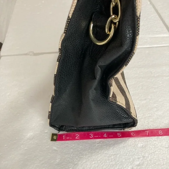 Striped Black and Tan Women's Handbag - Picture 9 of 10